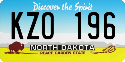 ND license plate KZO196
