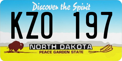 ND license plate KZO197