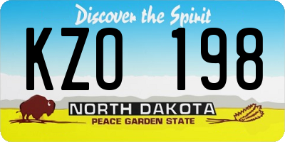 ND license plate KZO198