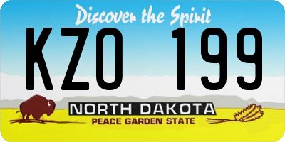 ND license plate KZO199