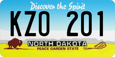 ND license plate KZO201