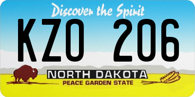 ND license plate KZO206