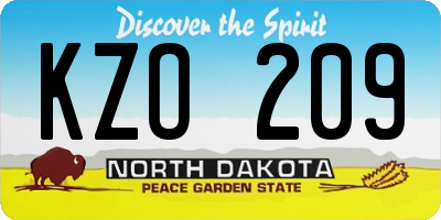 ND license plate KZO209