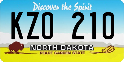 ND license plate KZO210