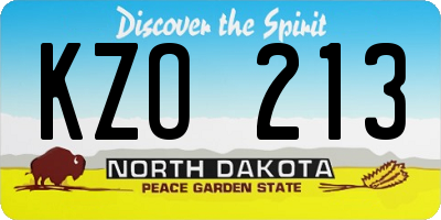 ND license plate KZO213