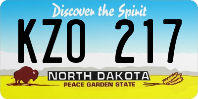 ND license plate KZO217