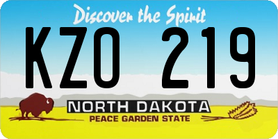 ND license plate KZO219