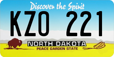 ND license plate KZO221