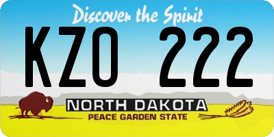 ND license plate KZO222