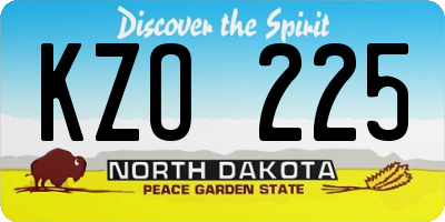 ND license plate KZO225