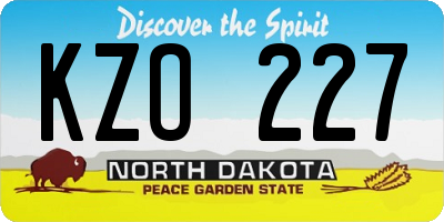 ND license plate KZO227