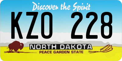 ND license plate KZO228