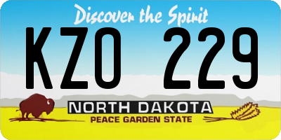 ND license plate KZO229