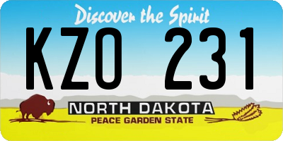 ND license plate KZO231
