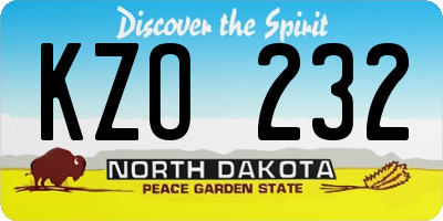 ND license plate KZO232