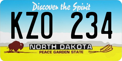 ND license plate KZO234