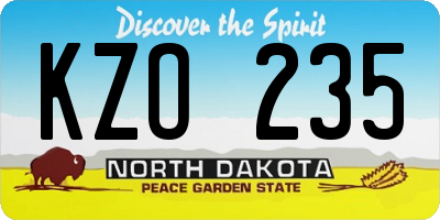 ND license plate KZO235