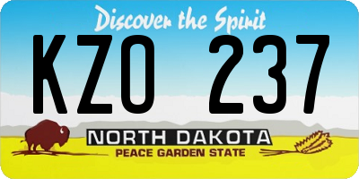 ND license plate KZO237