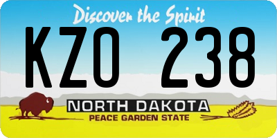 ND license plate KZO238