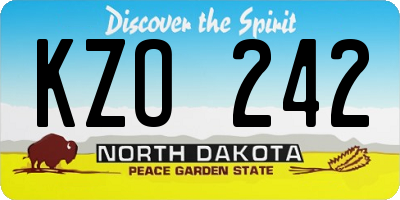 ND license plate KZO242