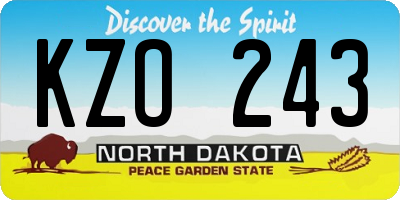 ND license plate KZO243
