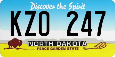 ND license plate KZO247