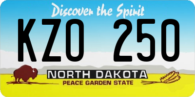 ND license plate KZO250