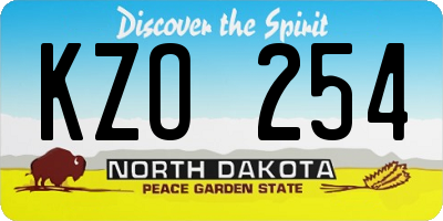 ND license plate KZO254