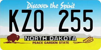 ND license plate KZO255