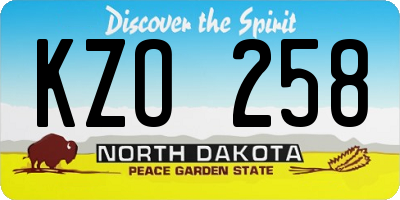 ND license plate KZO258