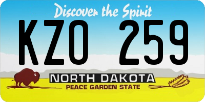 ND license plate KZO259