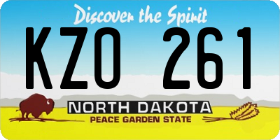 ND license plate KZO261