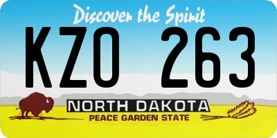 ND license plate KZO263