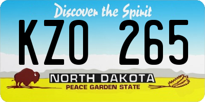 ND license plate KZO265