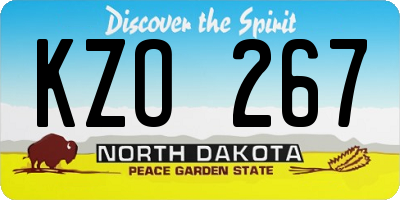 ND license plate KZO267