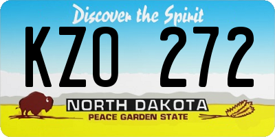 ND license plate KZO272