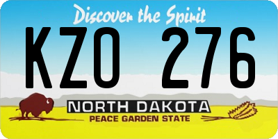 ND license plate KZO276