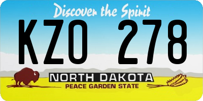 ND license plate KZO278