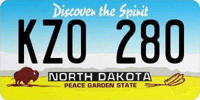 ND license plate KZO280