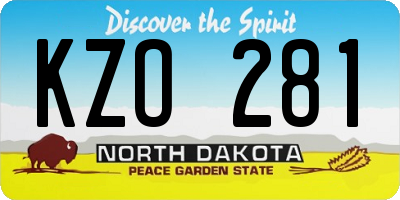 ND license plate KZO281