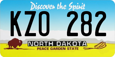 ND license plate KZO282