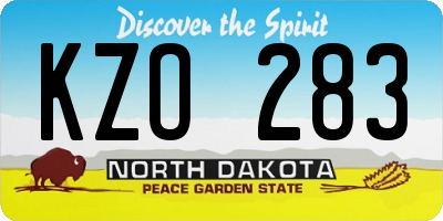 ND license plate KZO283
