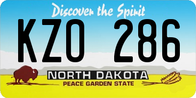 ND license plate KZO286