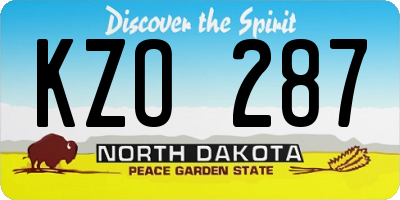 ND license plate KZO287