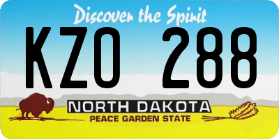 ND license plate KZO288