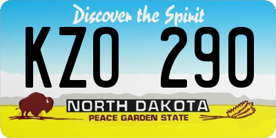 ND license plate KZO290