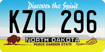 ND license plate KZO296