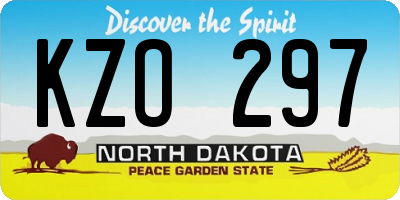 ND license plate KZO297