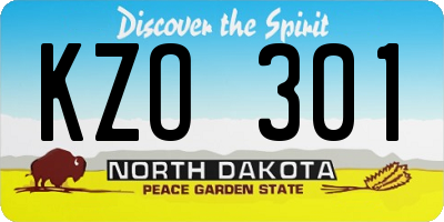 ND license plate KZO301