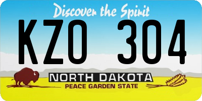 ND license plate KZO304